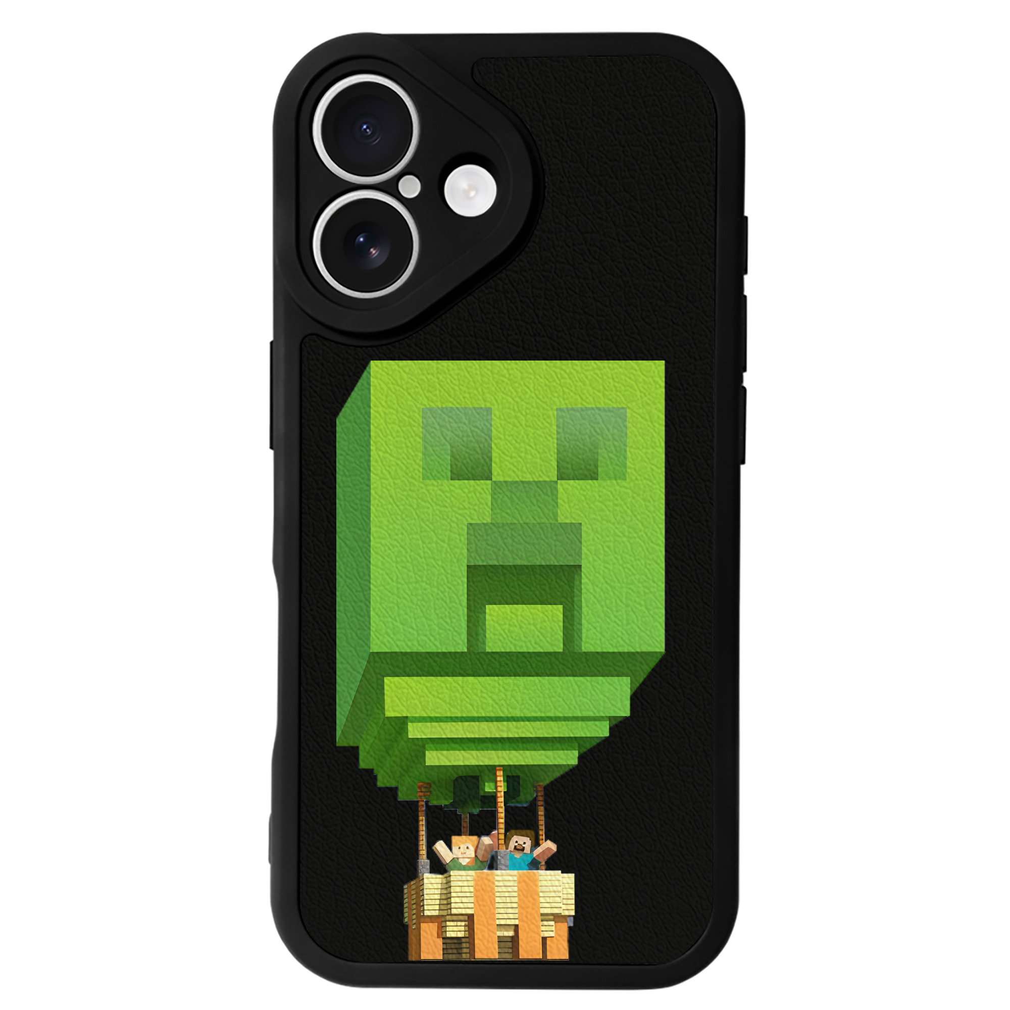 （画像用） マインクラフト ブロックの世界 Minecraft MC Block world 【iPhone 16シリーズ対応】シリコンスマホケース（レザー調） 材質：シリコン